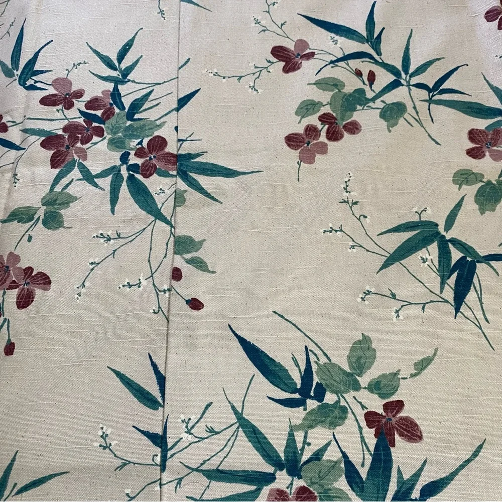 Vintage Floral Drapery Curtain Panel Screen Print 75”x80”